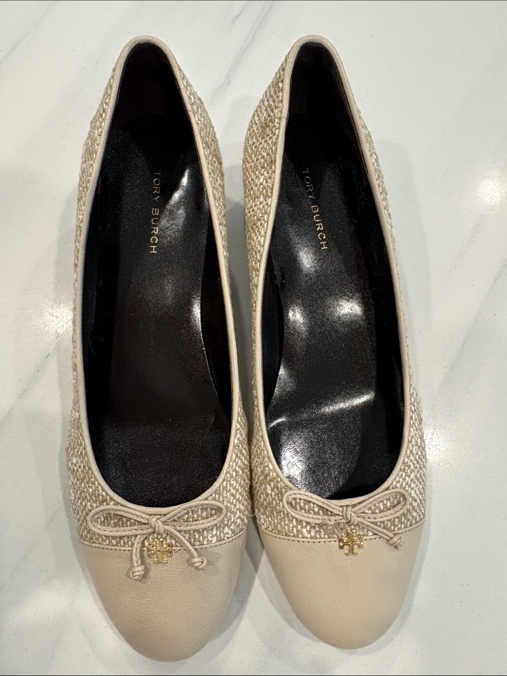 Tory Burch cap-toe tweed pumps